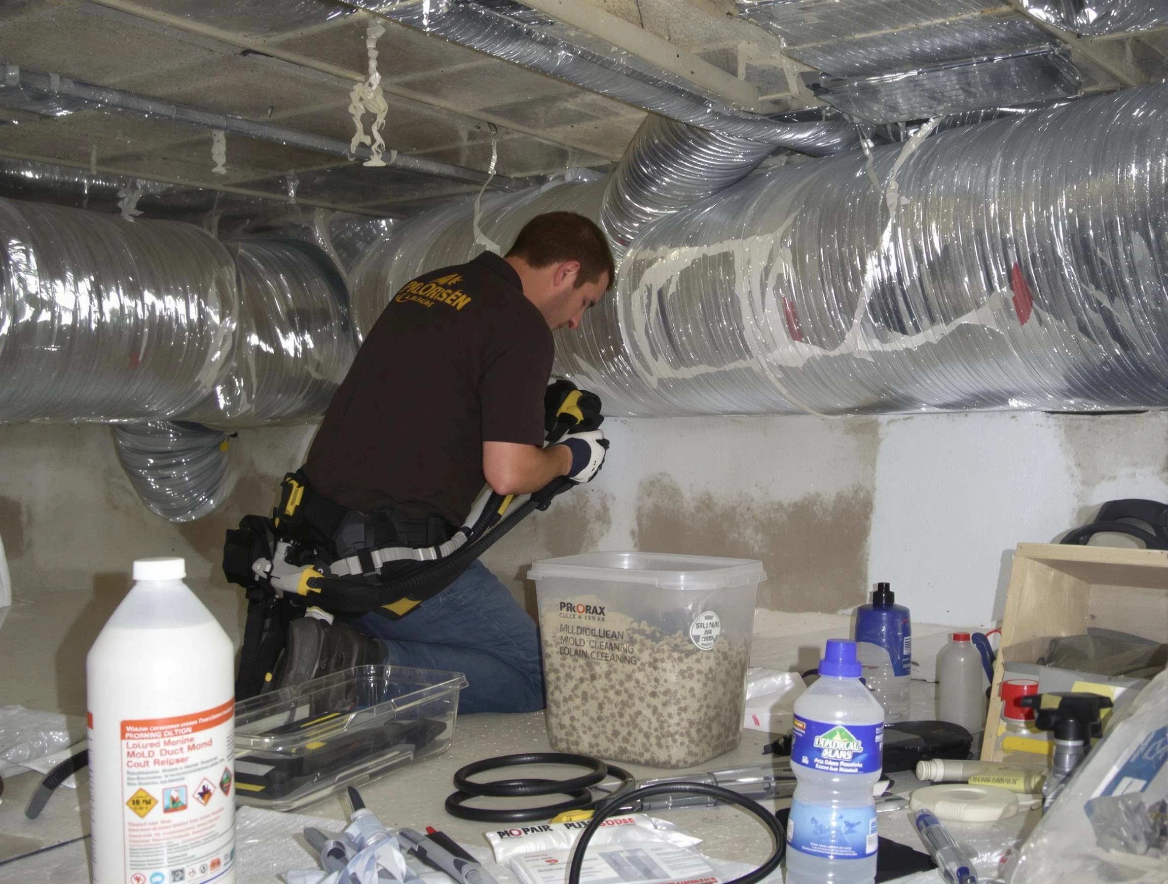 Mission Viejo Air Duct Cleaning specialist performing professional mold removal from air ducts in Mission Viejo