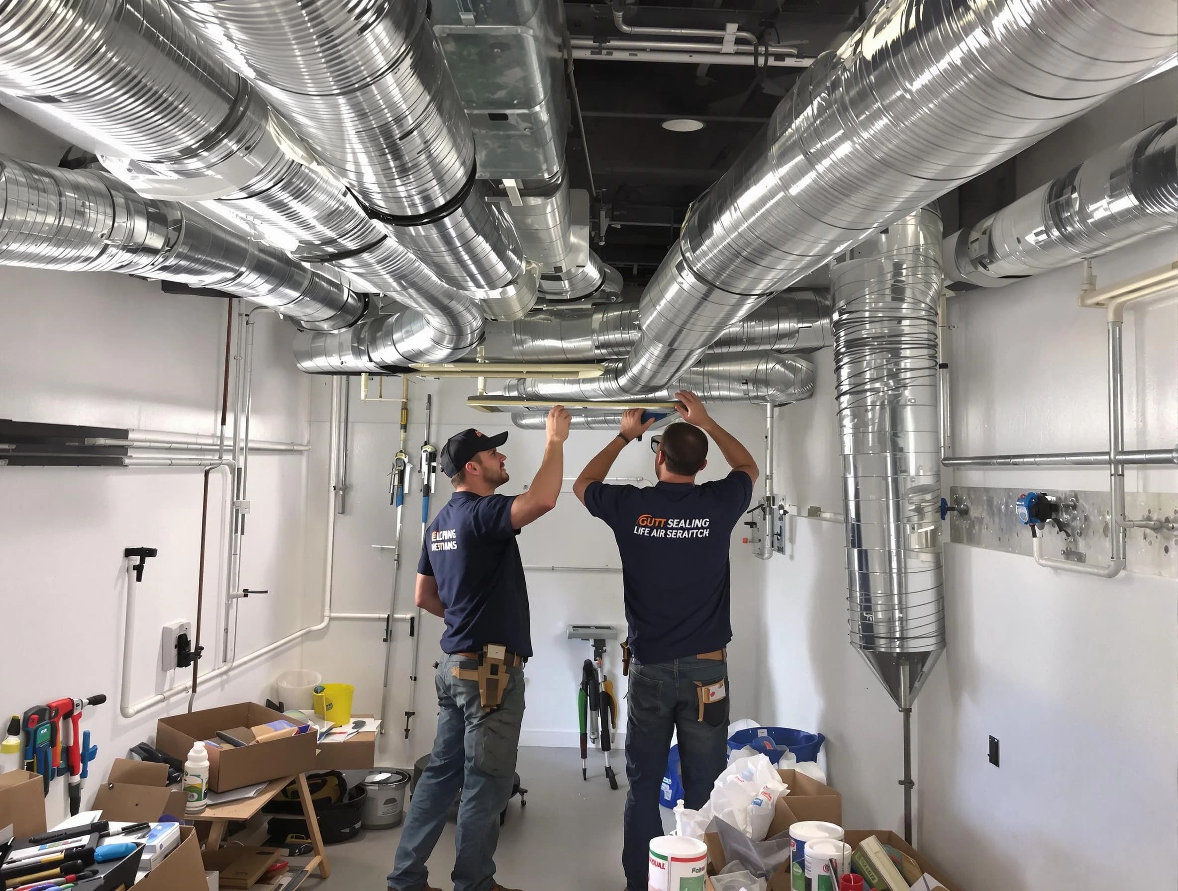 Mission Viejo Air Duct Cleaning technician applying professional duct sealing solutions in Mission Viejo