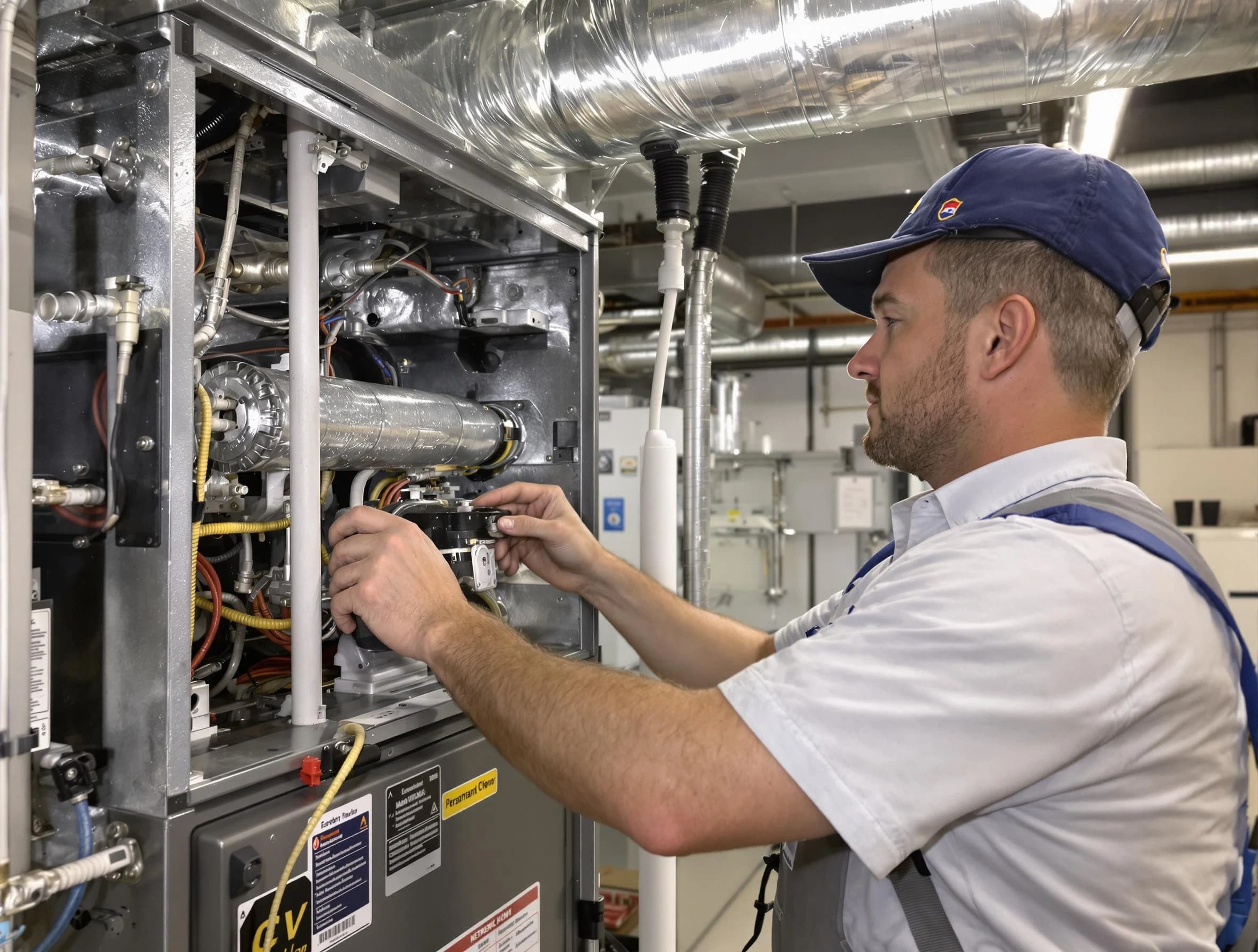 Mission Viejo Air Duct Cleaning specialist performing thorough furnace duct cleaning to improve heating efficiency in Mission Viejo